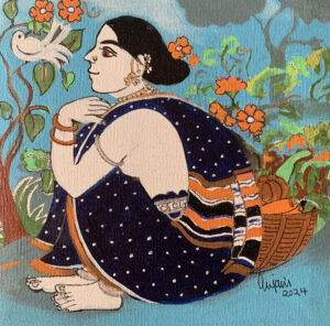 Painting on canvas of village woman