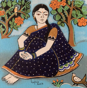 Painting on canvas of village woman