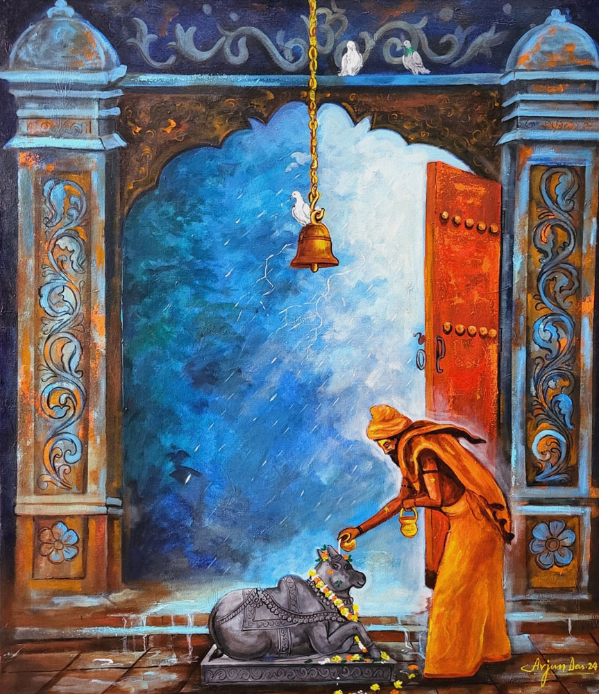 Painting of Shiva on canvas