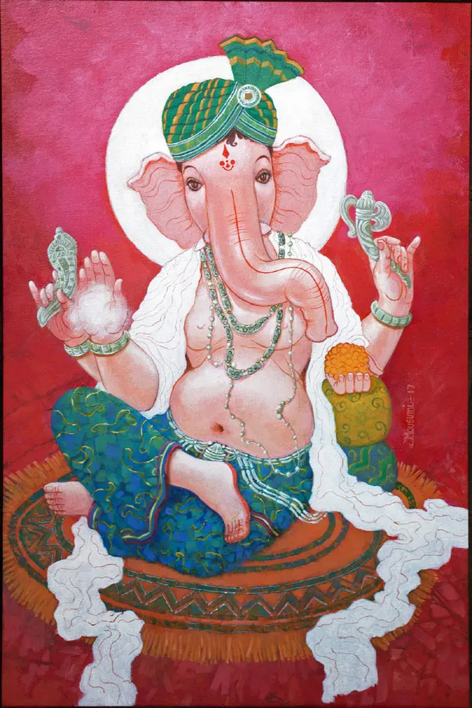 Painting of Ganesh on canvas