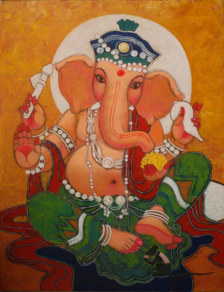 Painting of Ganesh on canvas