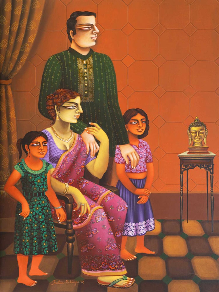 Painting of family on canvas