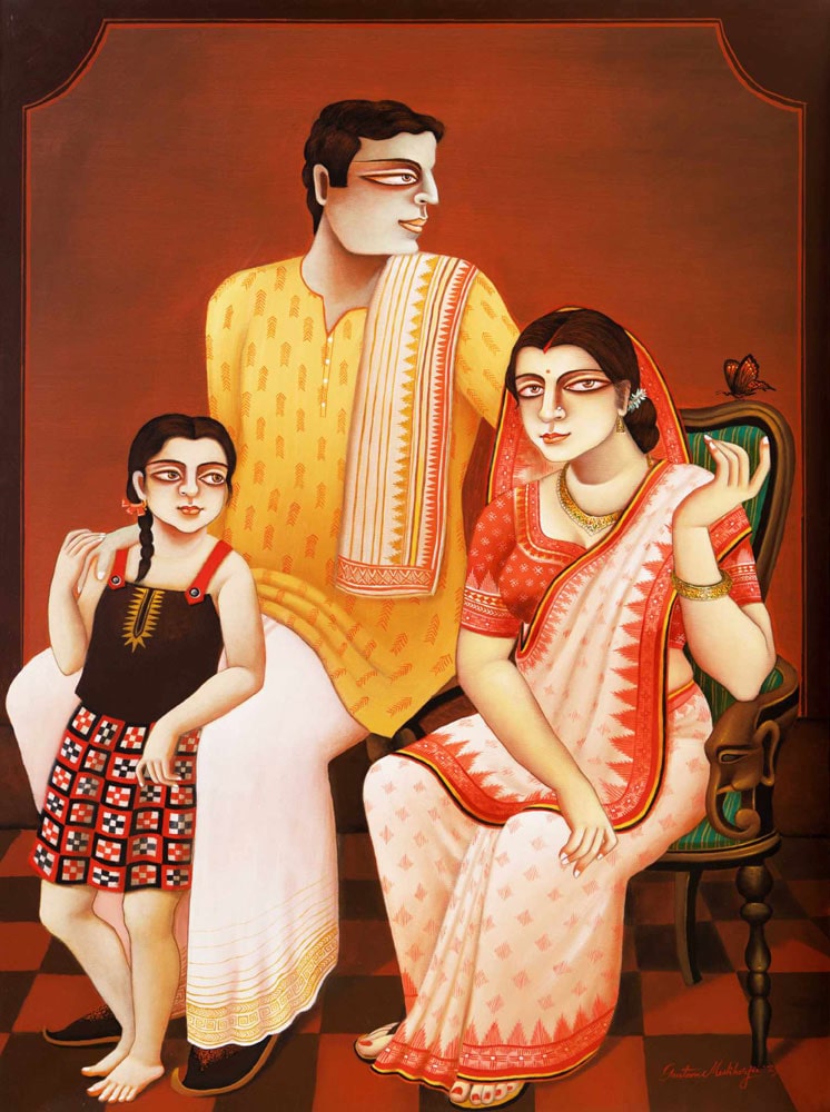 Painting of family on canvas