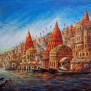 Colourful Ghats of Varanasi [ 30 X 40 inches ]