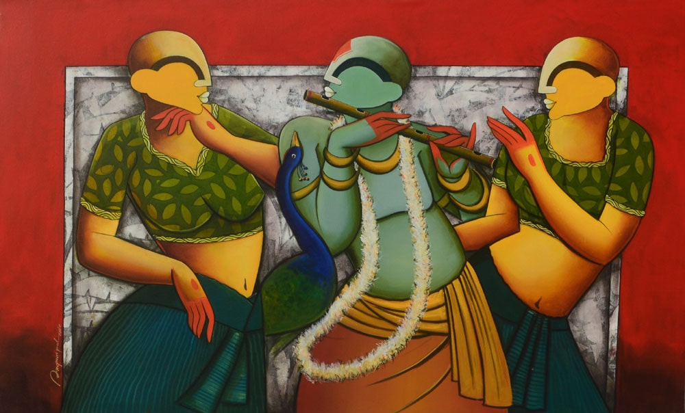 Painting of Krishna on canvas