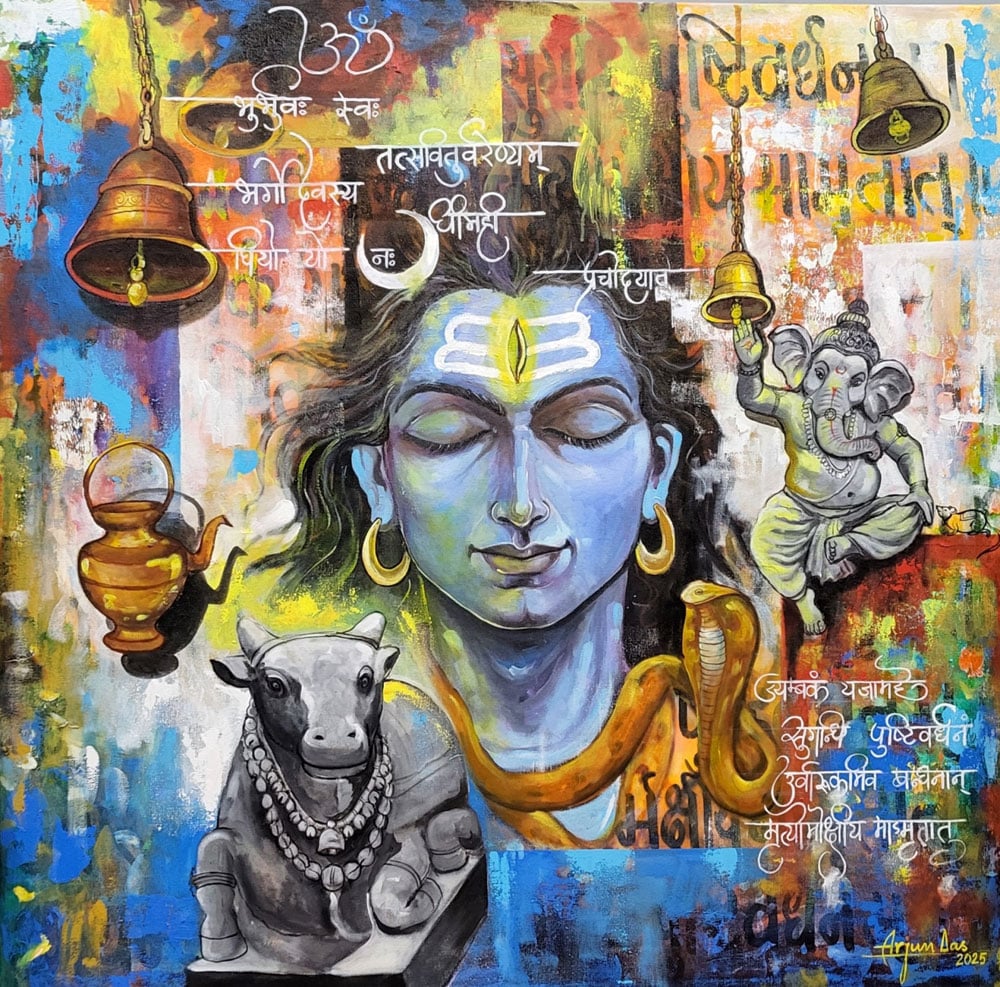 Painting of Shiva on canvas