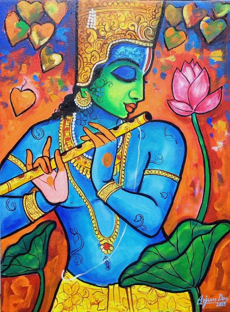 Painting of Krishna on canvas