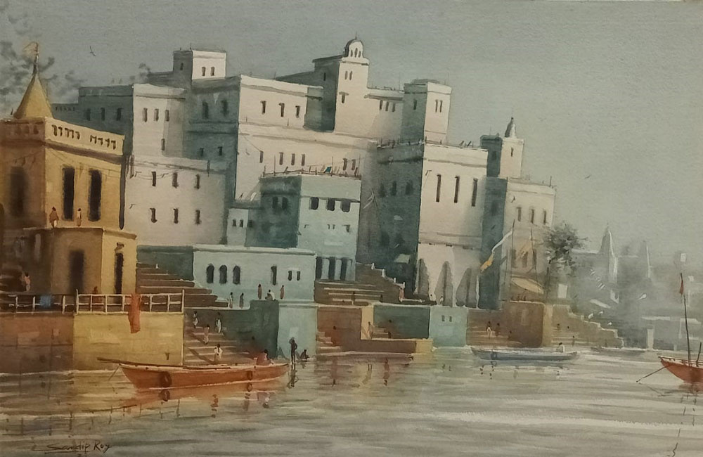 Watercolour on paper of Benaras