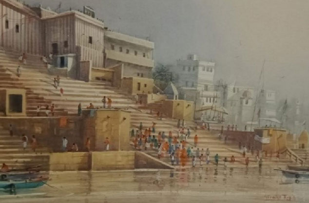 Watercolour on paper of Benaras