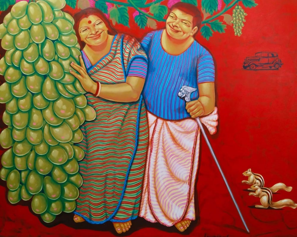 Painting on canvas of couple.