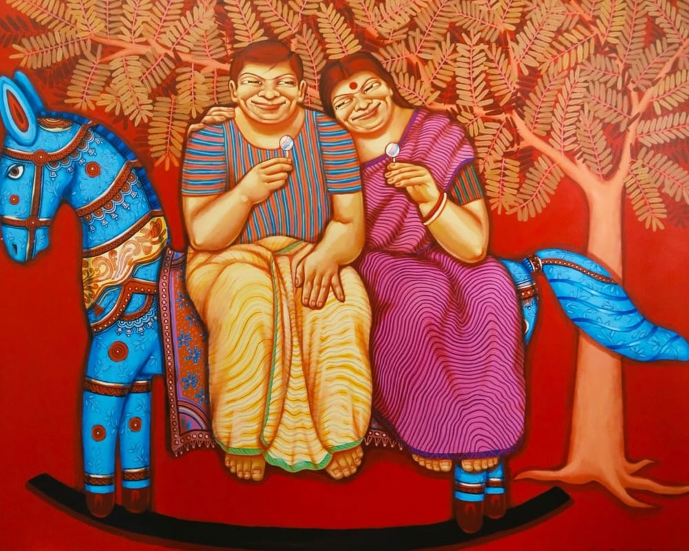 Painting on canvas of couple.