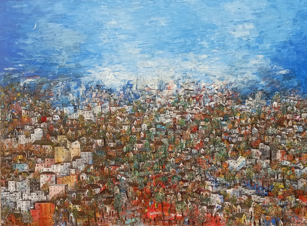 Abstract art with acrylic on canvas