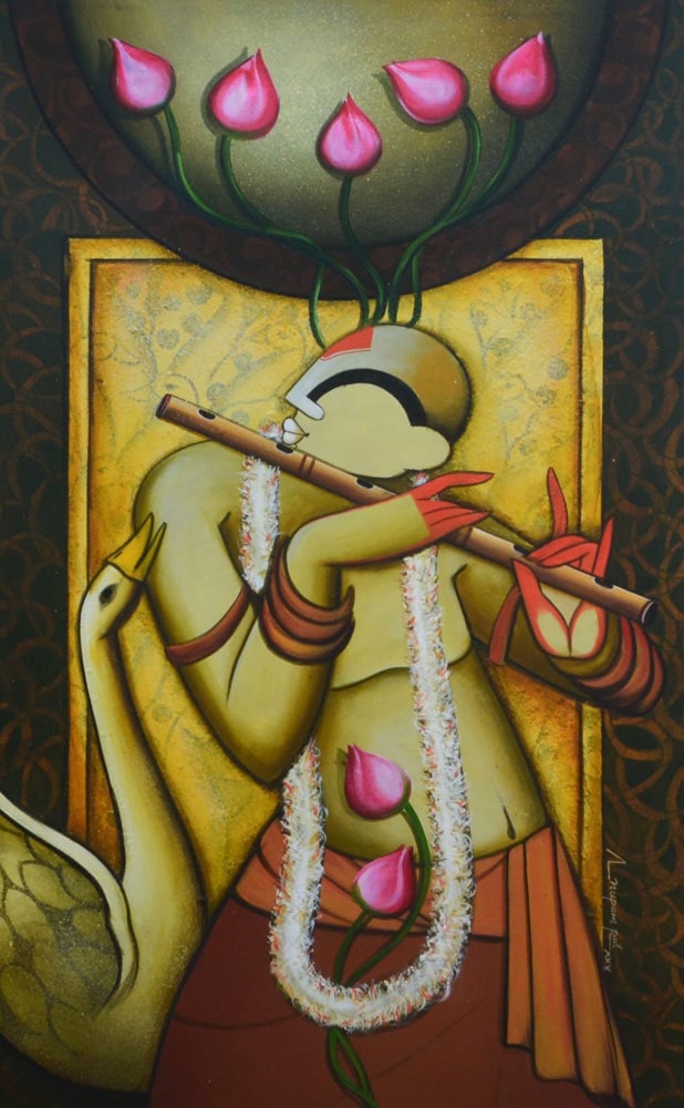 Painting of a man playing the flute