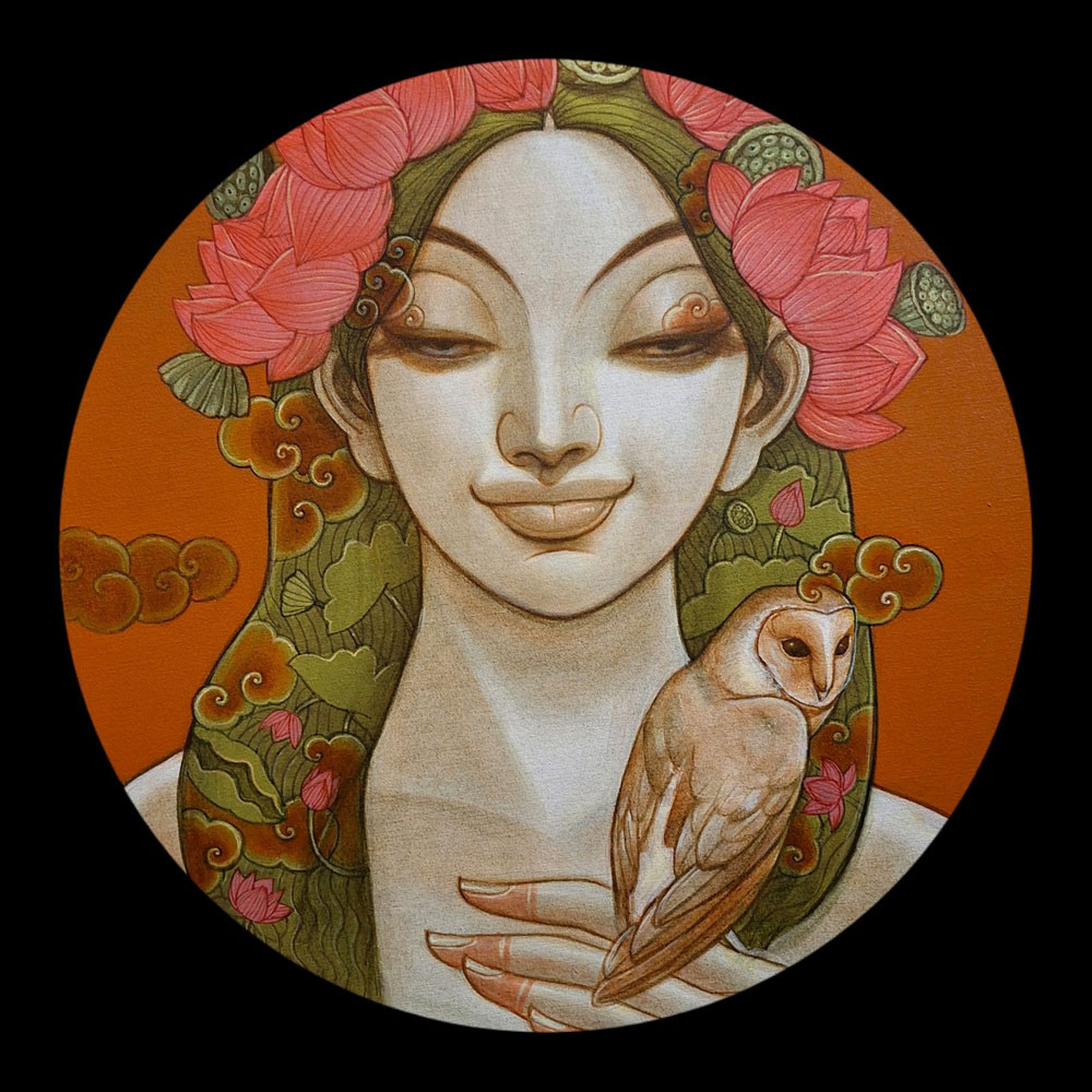 Painting of Goddess Lakshmi on canvas