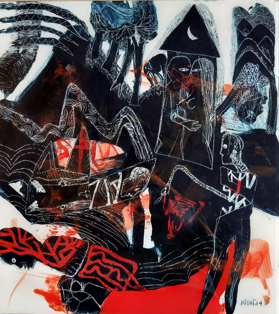 Abstract painting on acrylic sheet