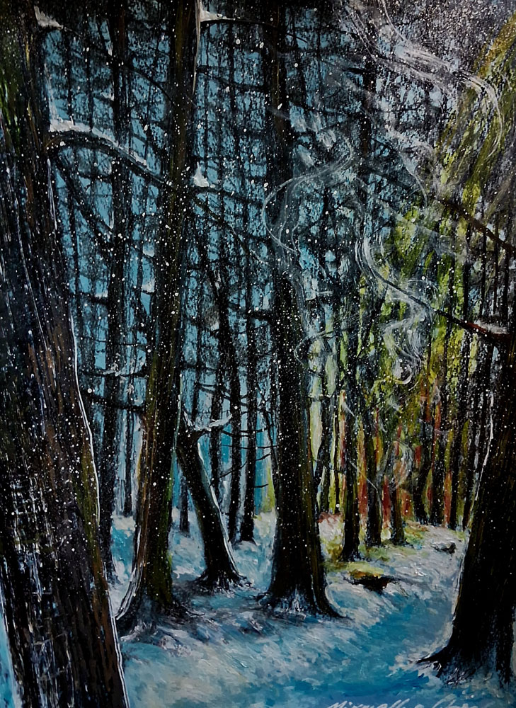 Painting of trees on paper