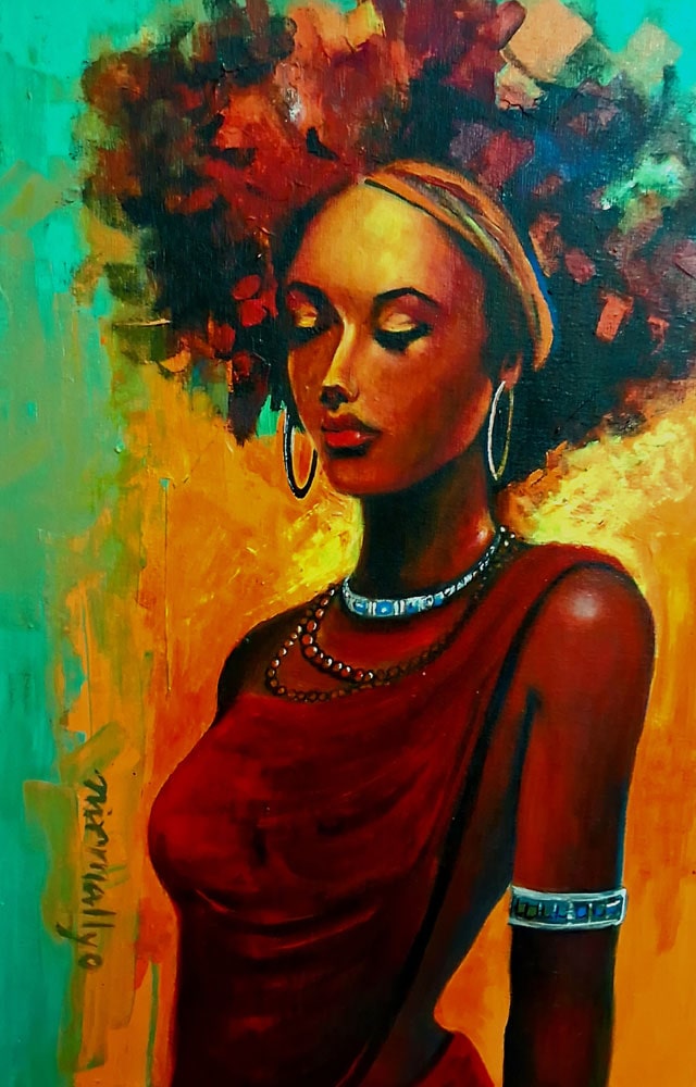 Painting of woman on canvas