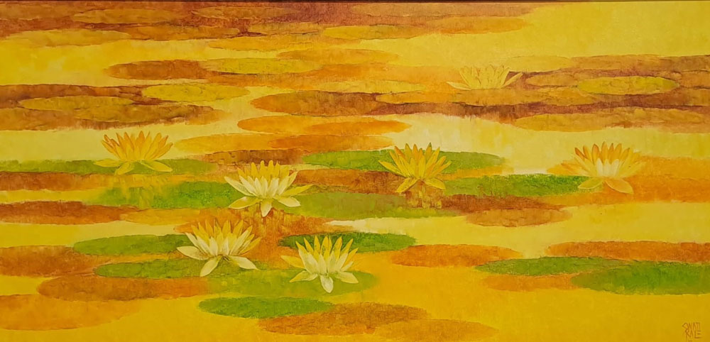 Painting of flowers with oil on canvas