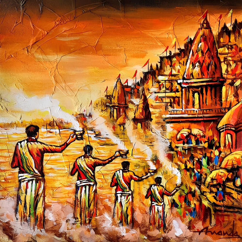 Prayers on the river ganga in Benaras