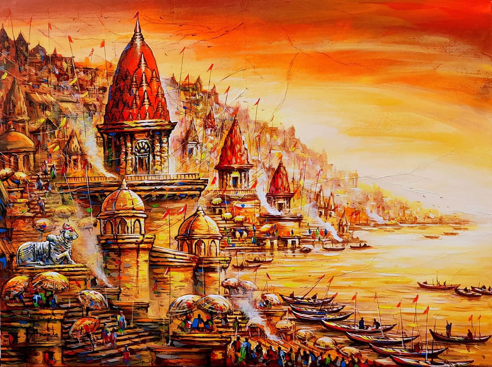 Prayers on the river ganga in Benaras