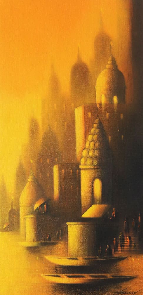 Painting of Benaras on canvas