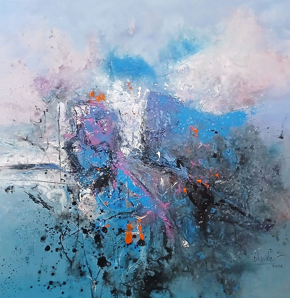Painting of abstract art with acrylic on canvas