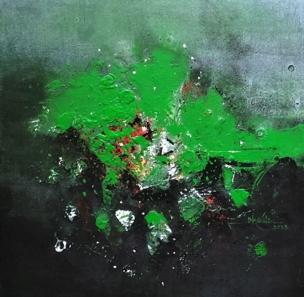 Painting of abstract art with acrylic on canvas