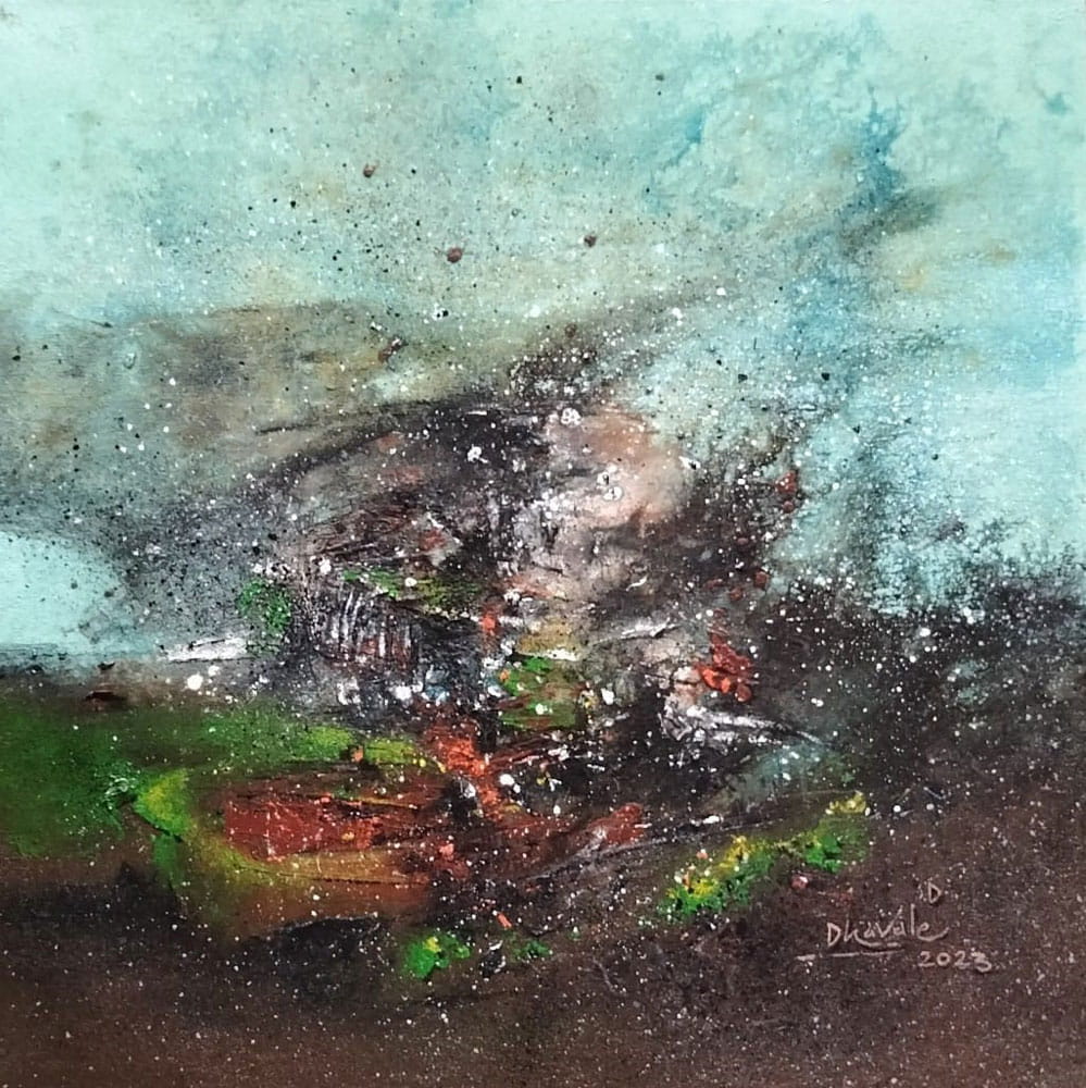 Painting of abstract art with acrylic on canvas