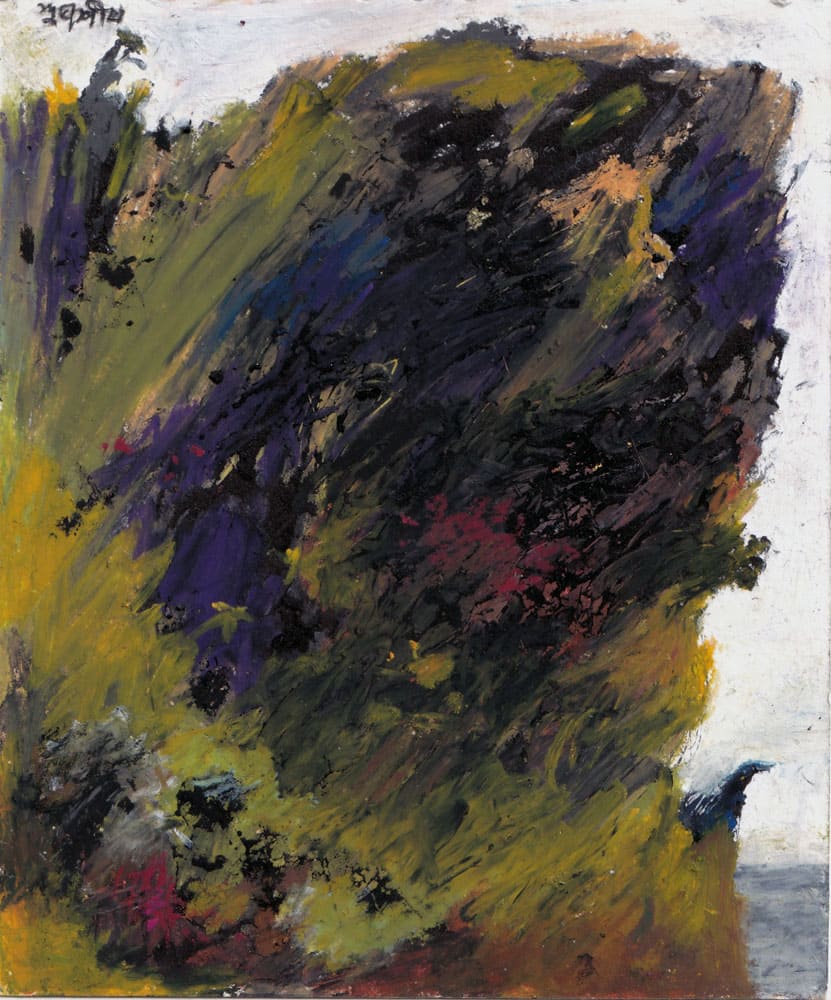 Painting of abstract landscape on paper
