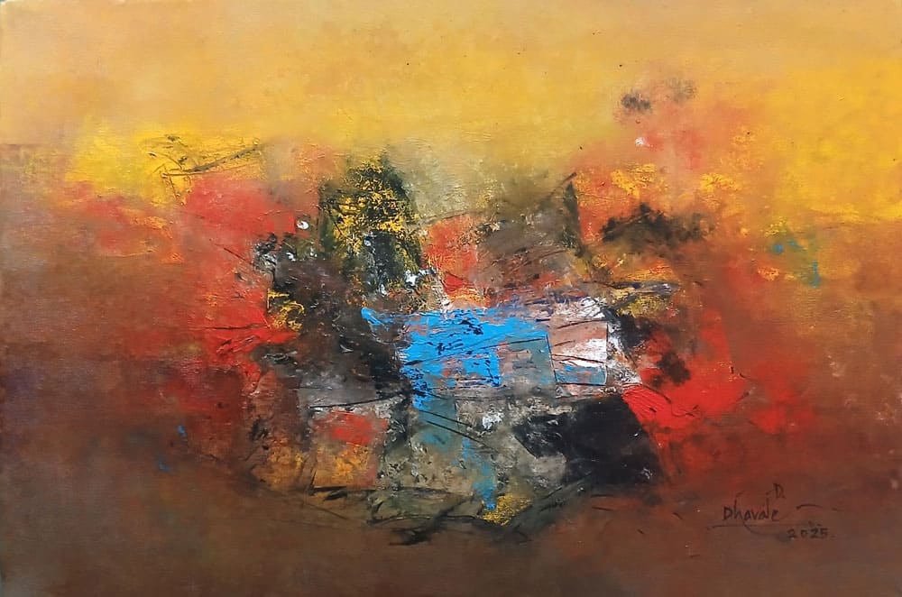 Abstract painting with acrylic on canvas