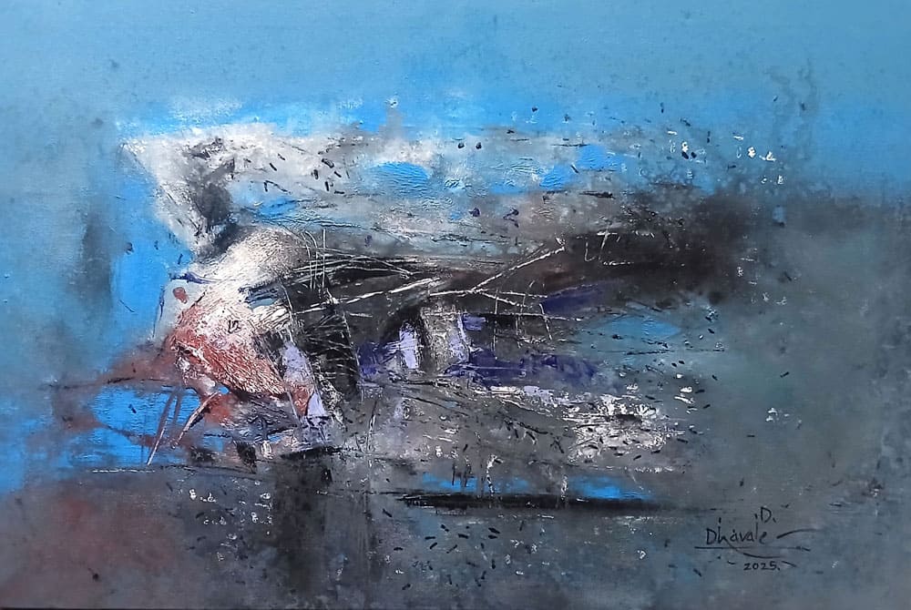 Abstract painting with acrylic on canvas