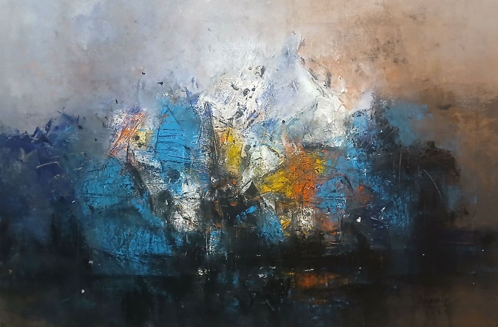 Abstract painting with acrylic on canvas