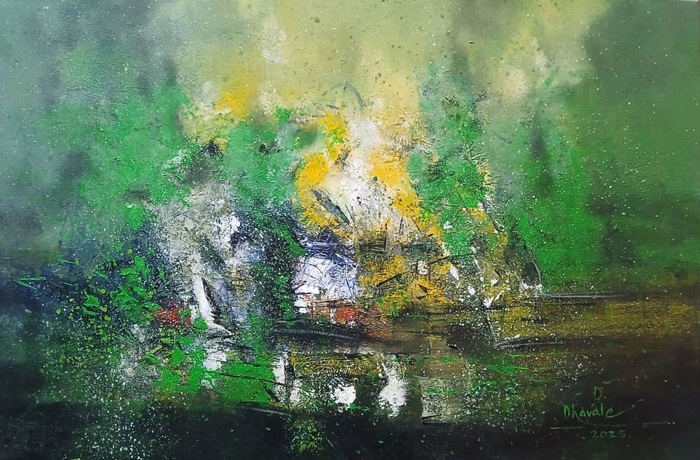 Abstract painting with acrylic on canvas