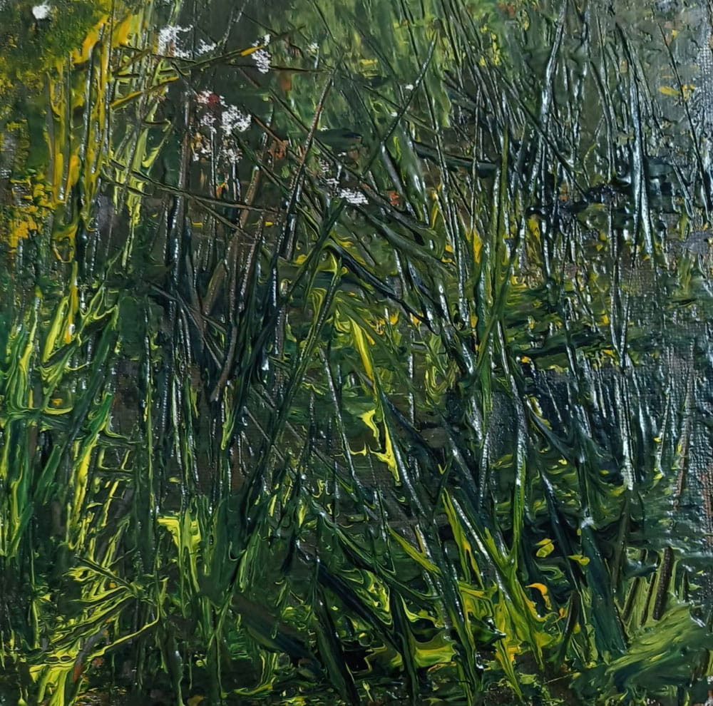 Painting of abstract landscape on paper