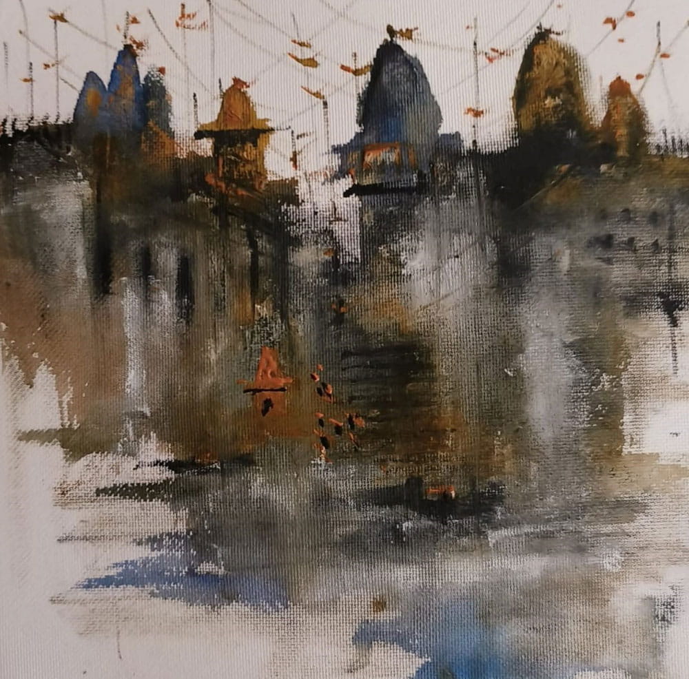 Painting of abstract Benaras on paper