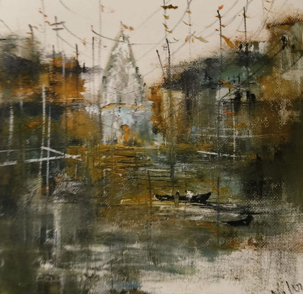 Painting of abstract Benaras on paper
