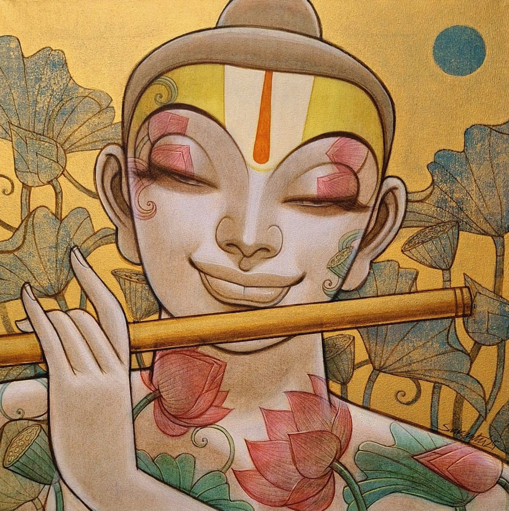 Painting of a man playing the flute