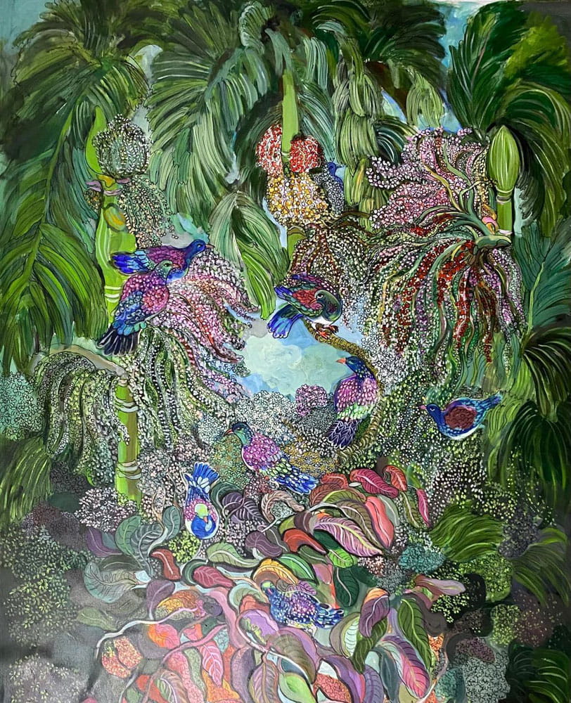 Painting on canvas of birds
