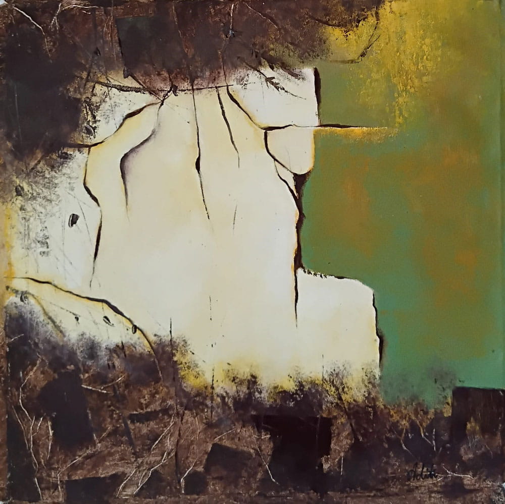 Painting of abstract theme with oil on canvas