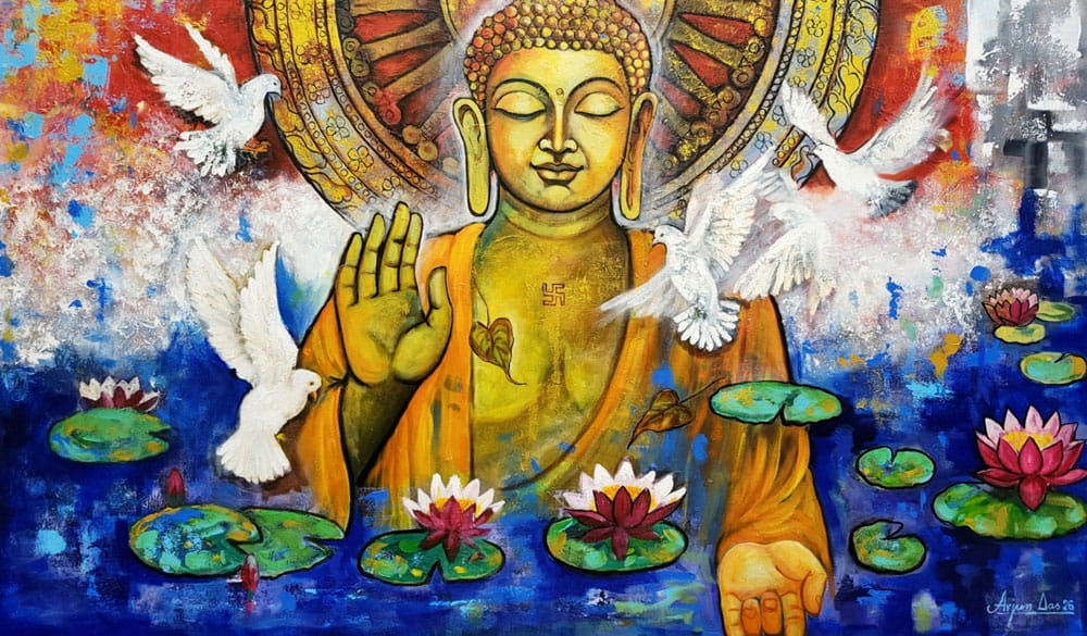 Painting of Lord Buddha on canvas