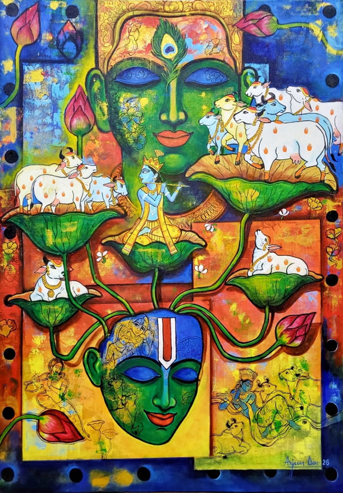 Painting of Krishna on canvas