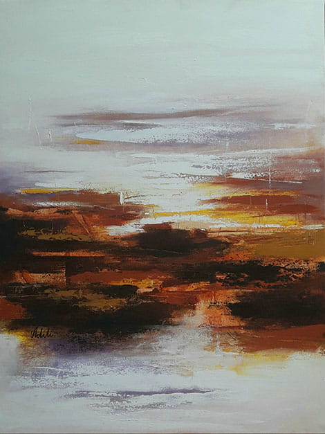 Abstract painting with oil on canvas