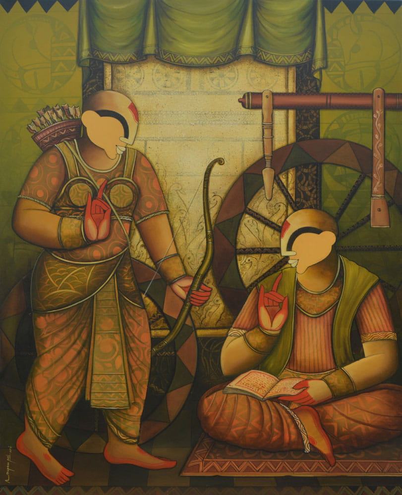 Figurative work on canvas with acrylic