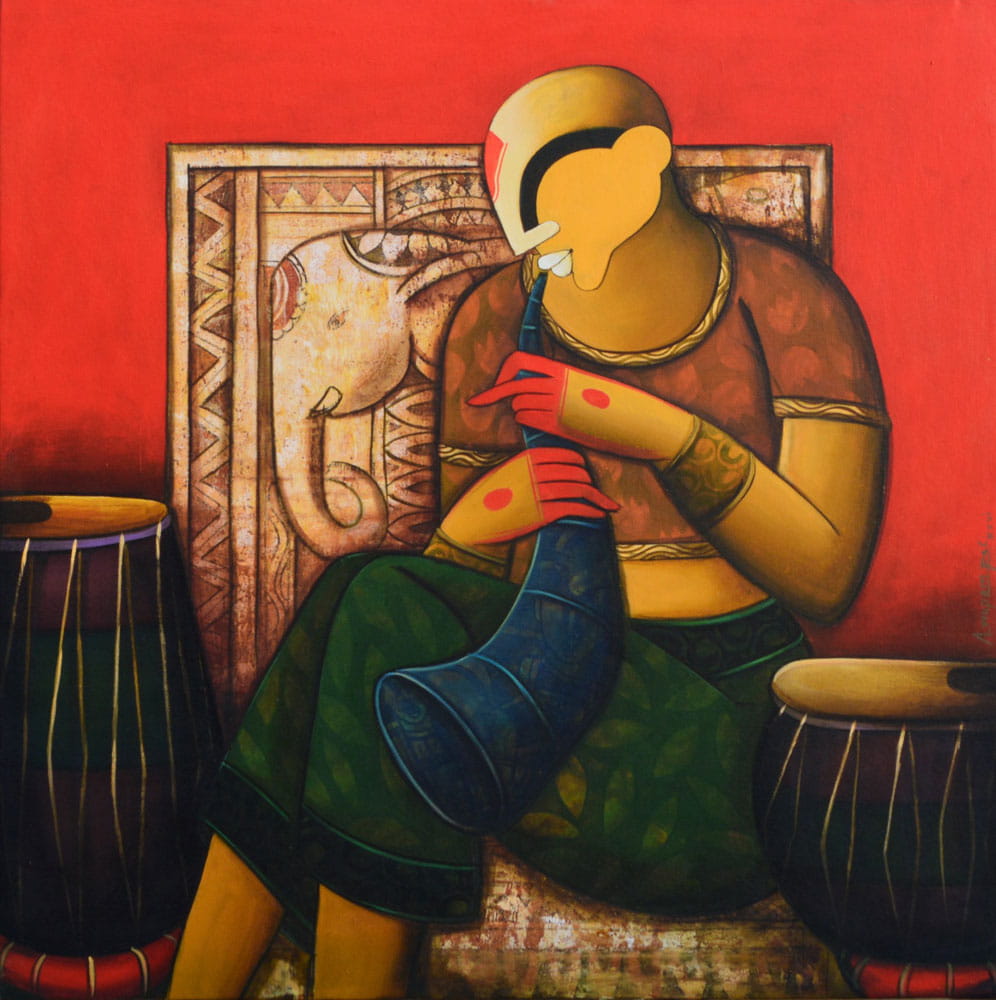 Figurative painting on canvas .