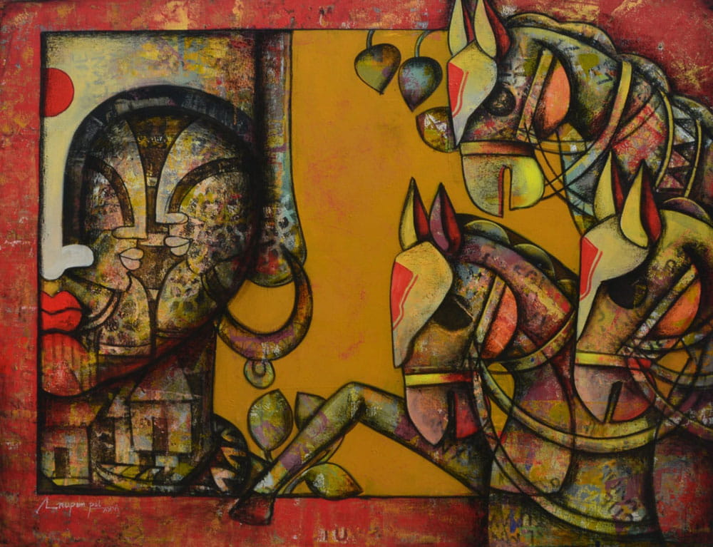 Figurative painting on canvas .