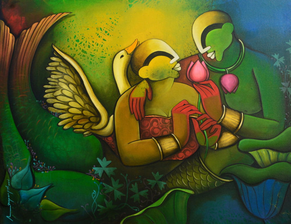 Figurative painting on canvas .