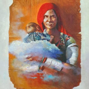 Mother and Child 2 – Figurative Painting [ 30 X 24 inches ]