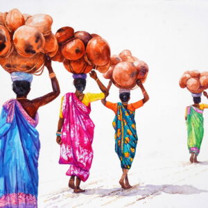Off to the Market – Figurative Painting [ 20 X 30 inches ]