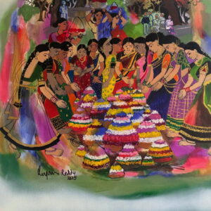 Telangana Festival – Figurative Painting [ 30 X 36 inches ]