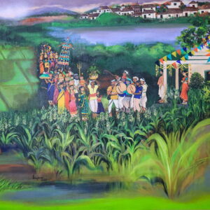 Telangana Rural Festival – Figurative Painting [ 42 X 60 inches ]